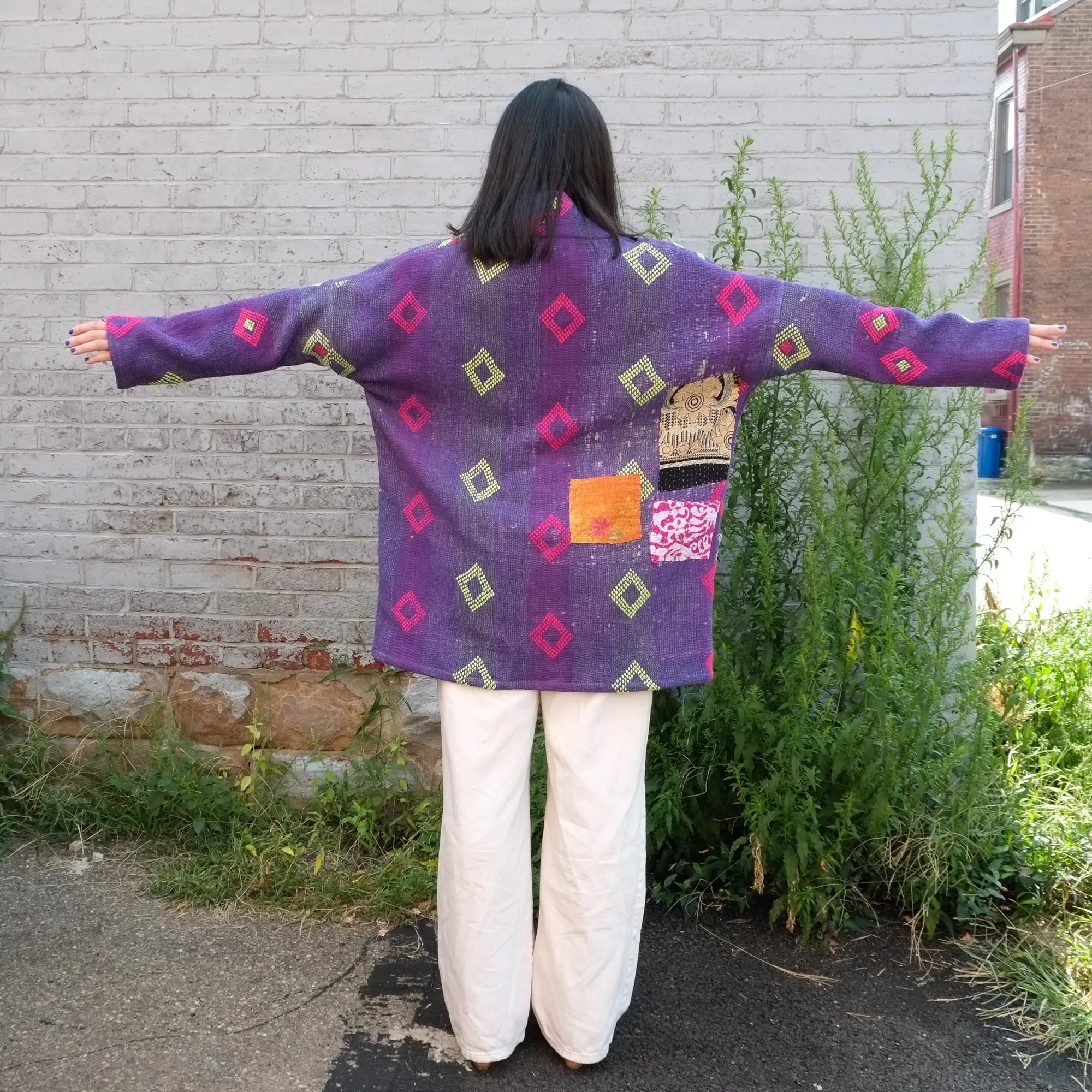 XS Purple with Neon Green and Magenta Diamonds Anoushka Jacket LL048