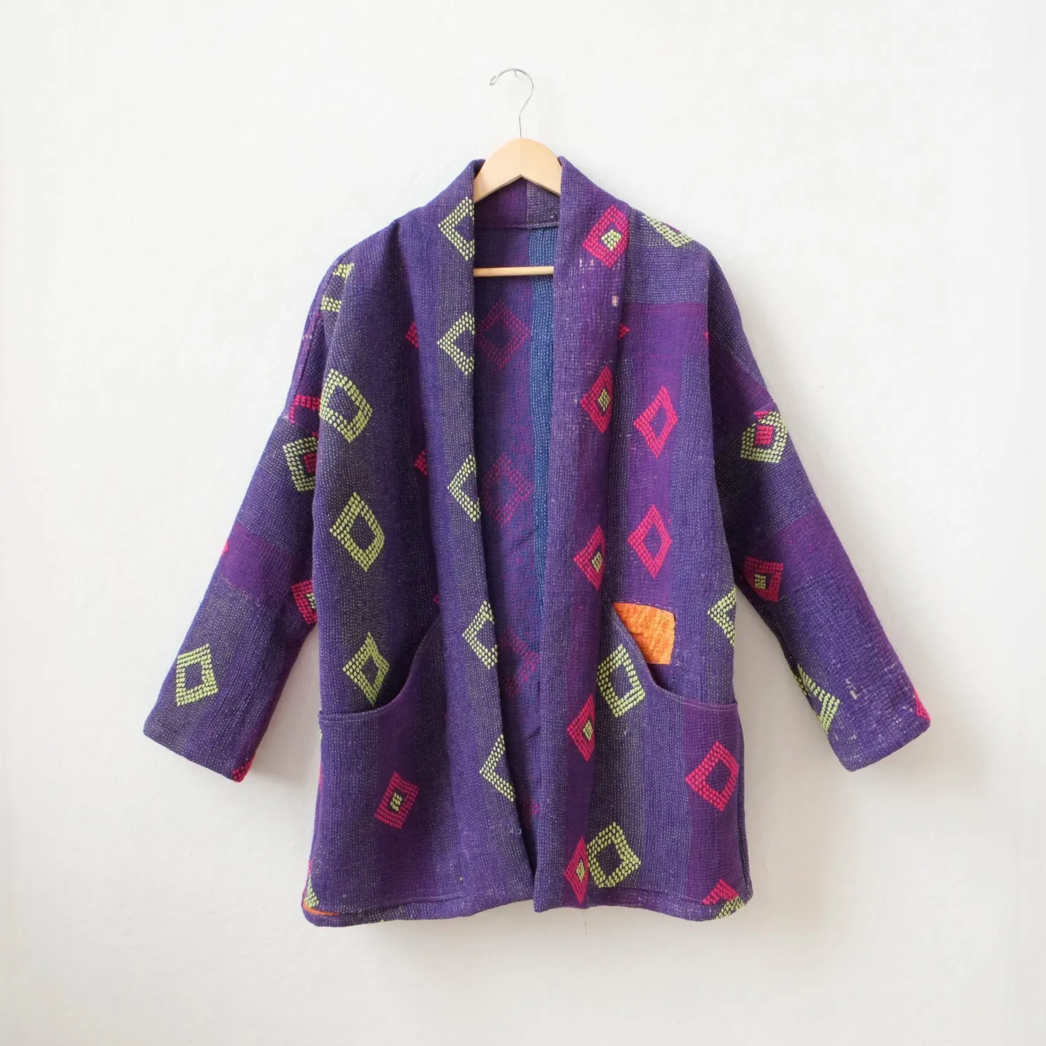 XS Purple with Neon Green and Magenta Diamonds Anoushka Jacket LL048