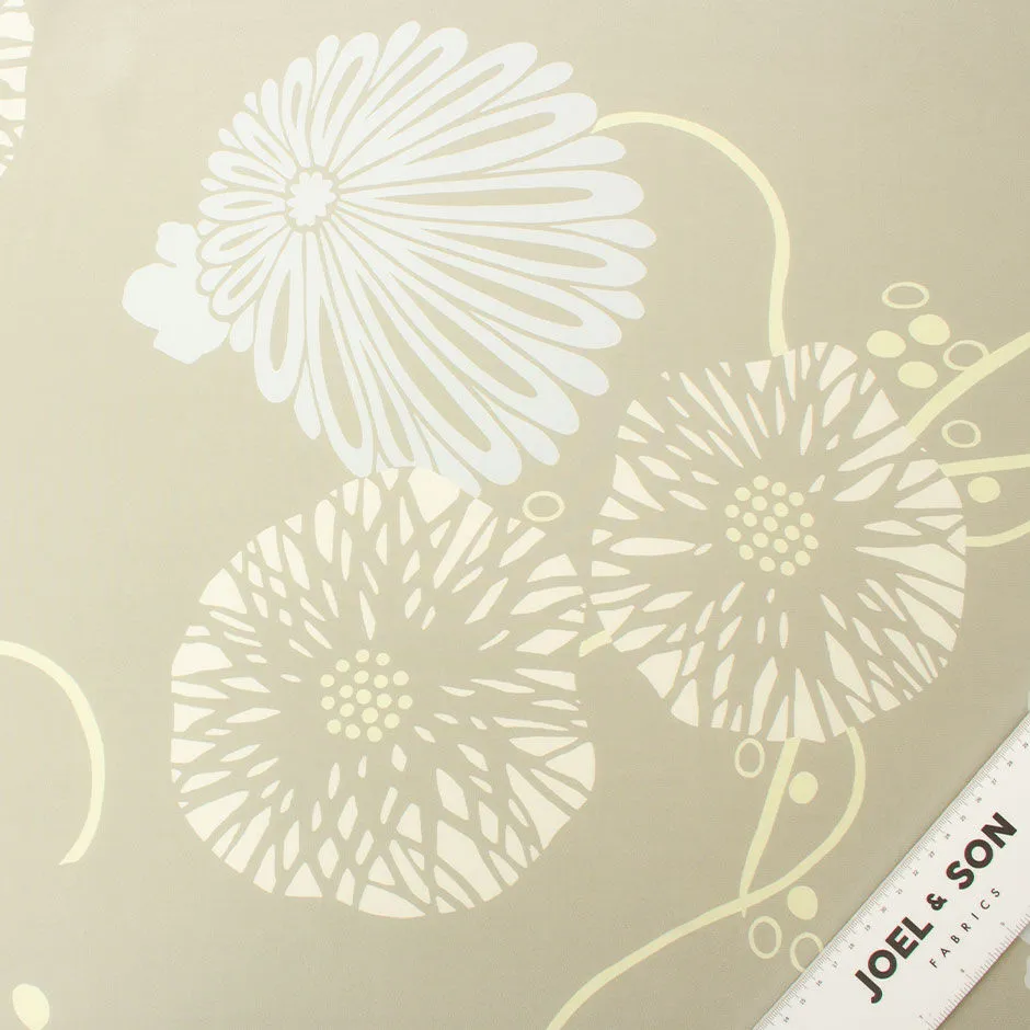 Yellow & Cream Floral Printed Taupe Crêpe de Chine