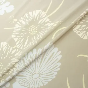 Yellow & Cream Floral Printed Taupe Crêpe de Chine